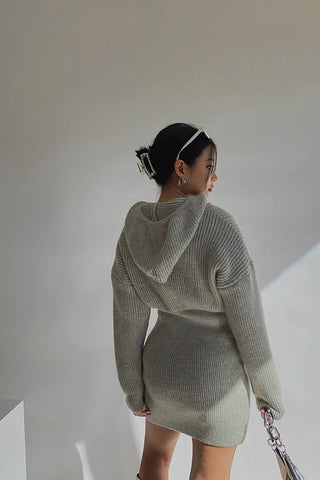 Rib-knit Long Sleeve Outwear Dress