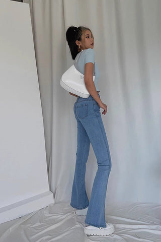 High Waist Split Hem Flared Jeans