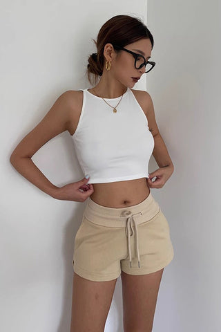 Slant Pocket Elastic Waist Sports Shorts