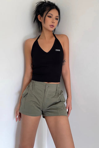 Elastic Waist Pocket Side Shorts