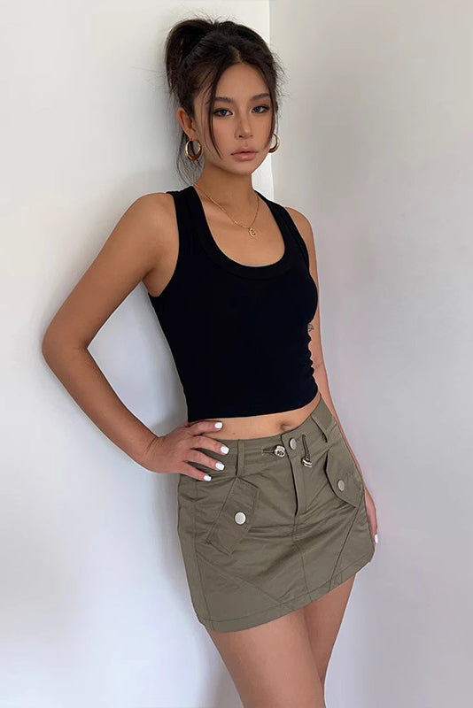 High Waist Buckle Detail Shorts