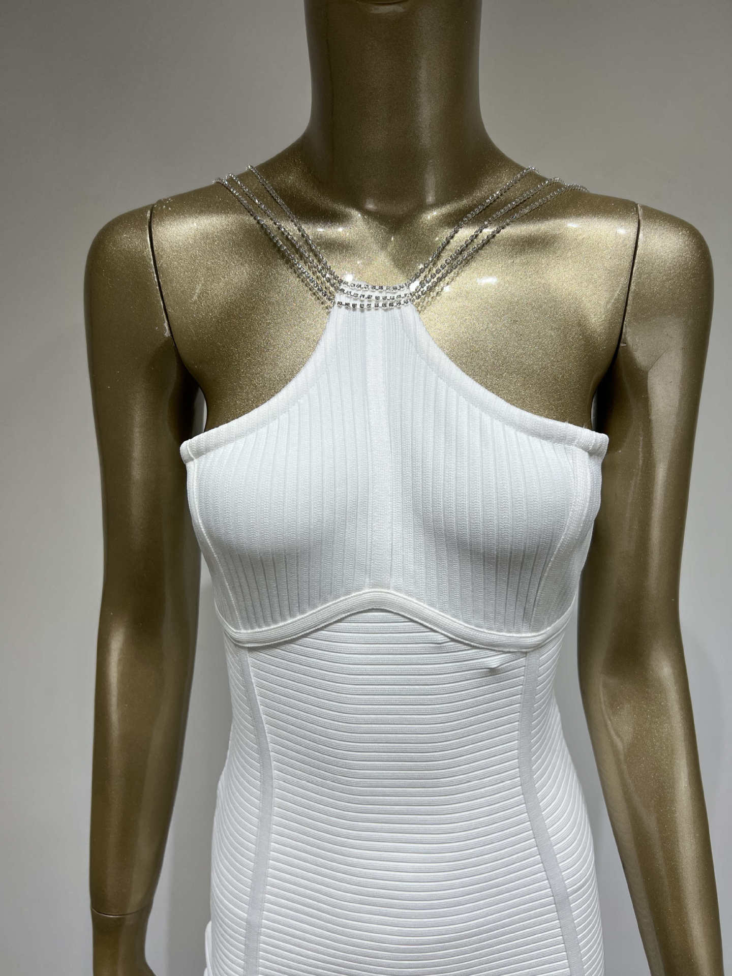 Diamond Chain Halter Neck Party Dress