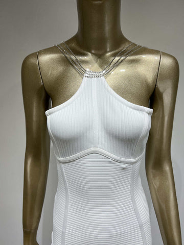 Diamond Chain Halter Neck Party Dress