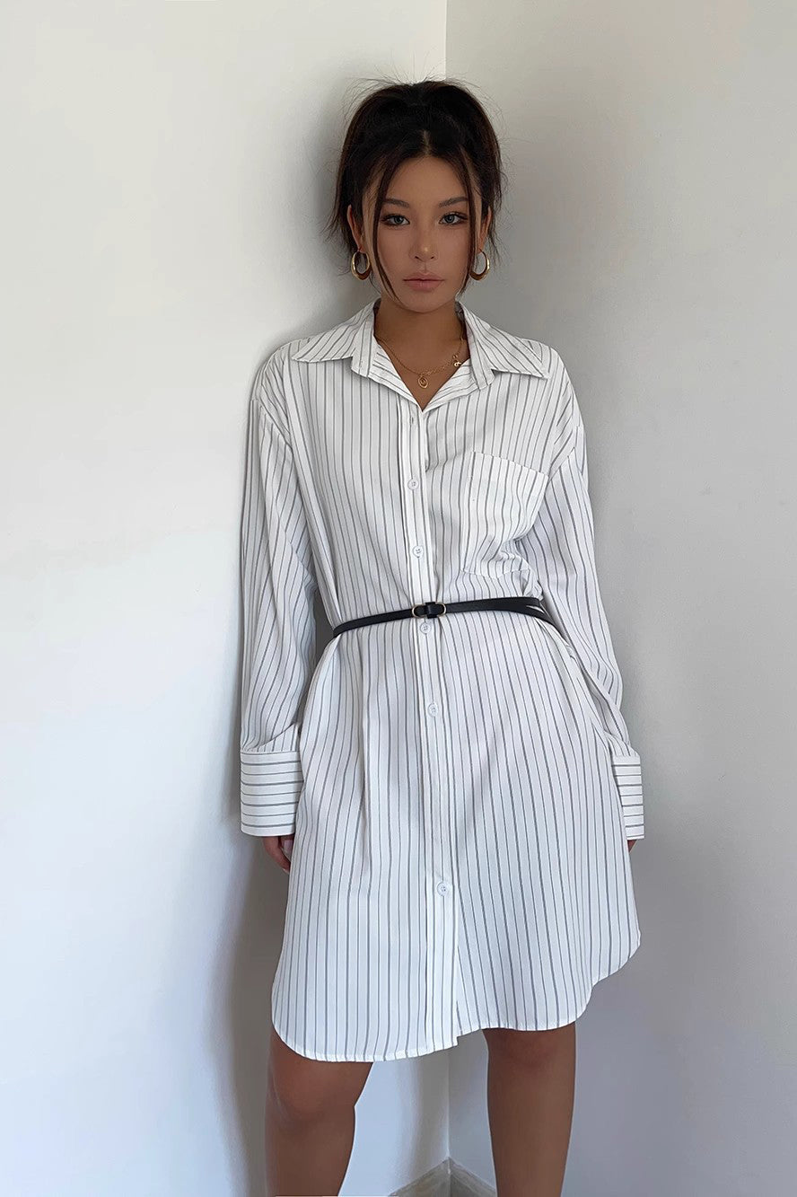 Striped Elegant Long Sleeve Dress