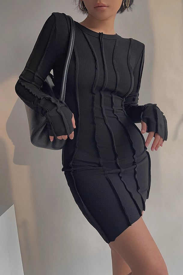 Sexy Long Sleeve Ruched Bodycon Dress