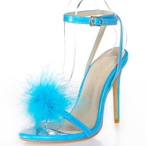 So Fab – Blockabsatz-Pumps mit Marabou-Besatz