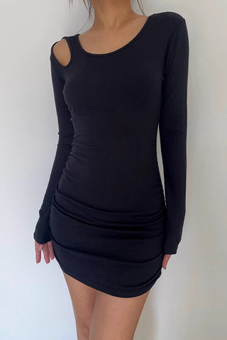 Sexy Ribbed Long Sleeve Bodycon Dress