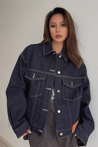 Buttoned Front Outwear Button Down Denim Jacket