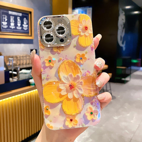 A Colorful Oil Painting Exquisite Mobile Phone Iphone Protective Case 3d Retro Oil Painting Flower Phone Case Lens Protective Film Shockproof Protective Case For Iphone 11 12 13 14 15