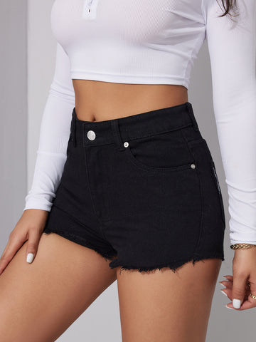 Short en jean Action ou Vérité - Noir