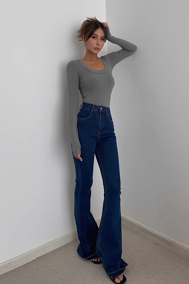 Nature Jeans mit hoher Taille und ausgestelltem Saum