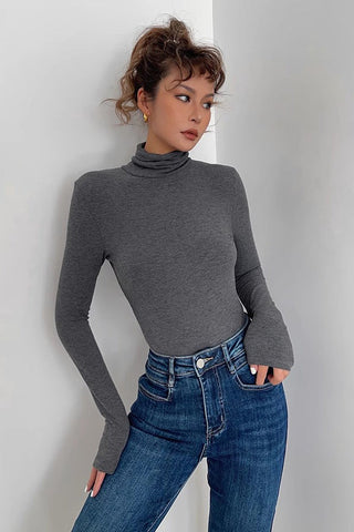 Rib-knit Fitness Long Sleeve Shirt Tops