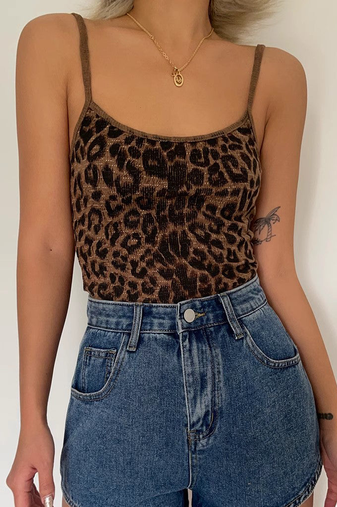 Leopard Print Crop Tank Top