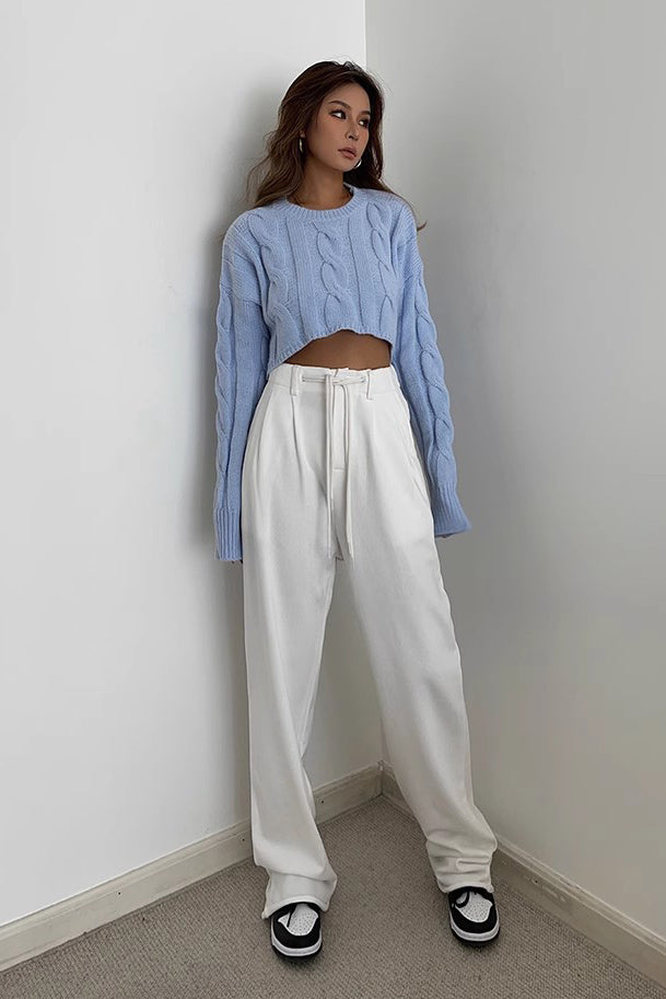 Drawstring Waist Straight Leg Pants