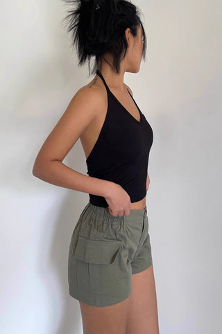 Elastic Waist Pocket Side Shorts