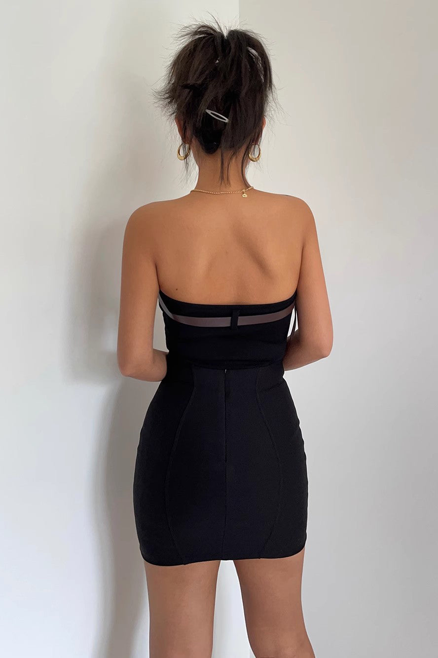 Asymmetrical Hem Belted Tube Top