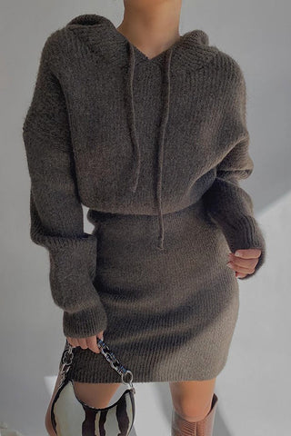 Rib-knit Long Sleeve Outwear Dress