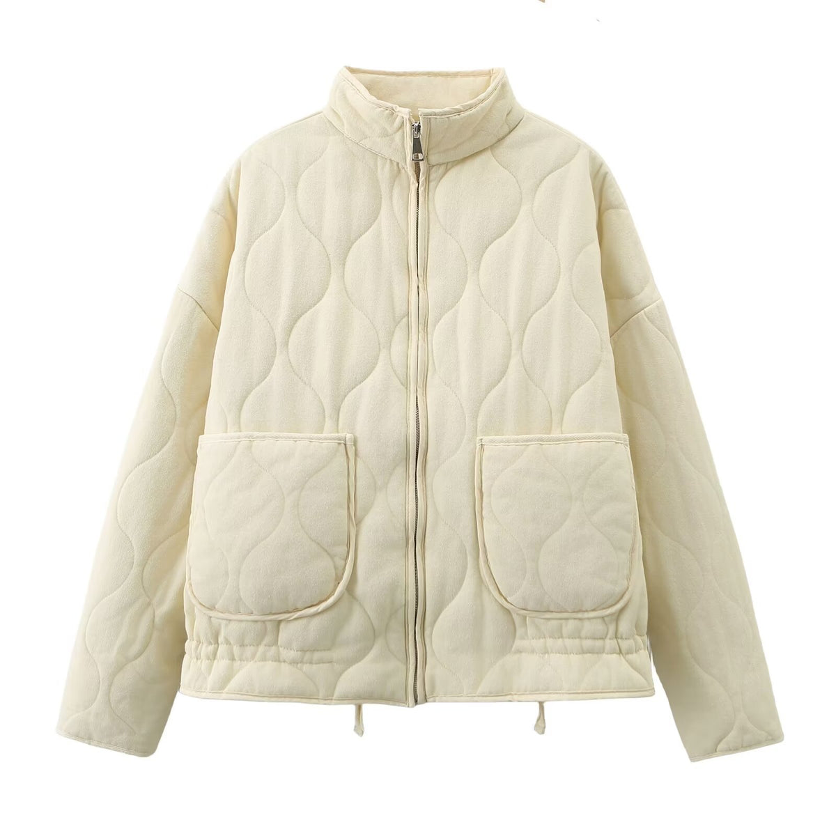 Khaki Stand Collar Quilted Liner Jacket