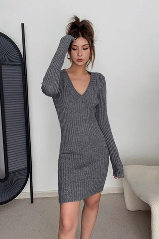 Sexy Ruched Wrap V-Neck Bodycon Dress