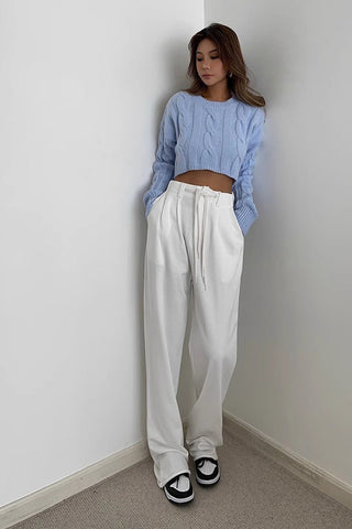 Drawstring Waist Straight Leg Pants