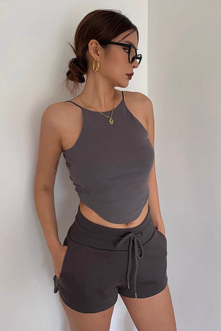 Spaghetti Straps Asymmetrical Hem Cami Tops