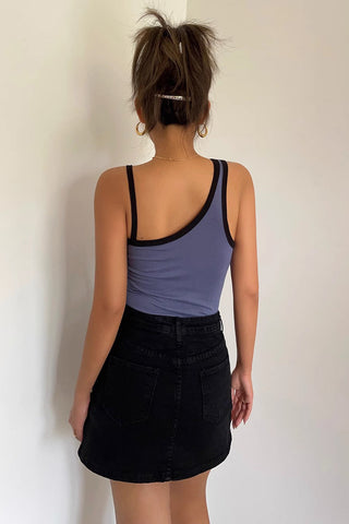 Contrast Trim Crop Halter Top