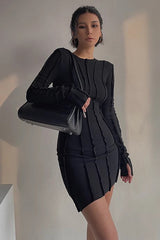 Sexy Long Sleeve Ruched Bodycon Dress