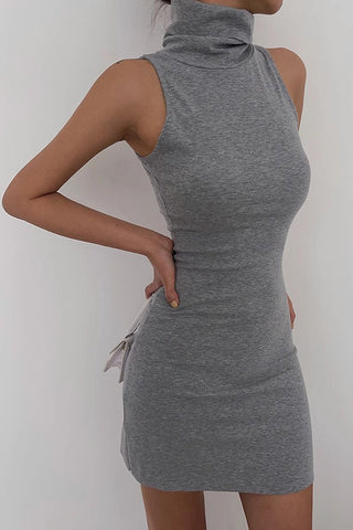 Sexy Party Club Dress High Neck Sleeveless Bodycon Dress