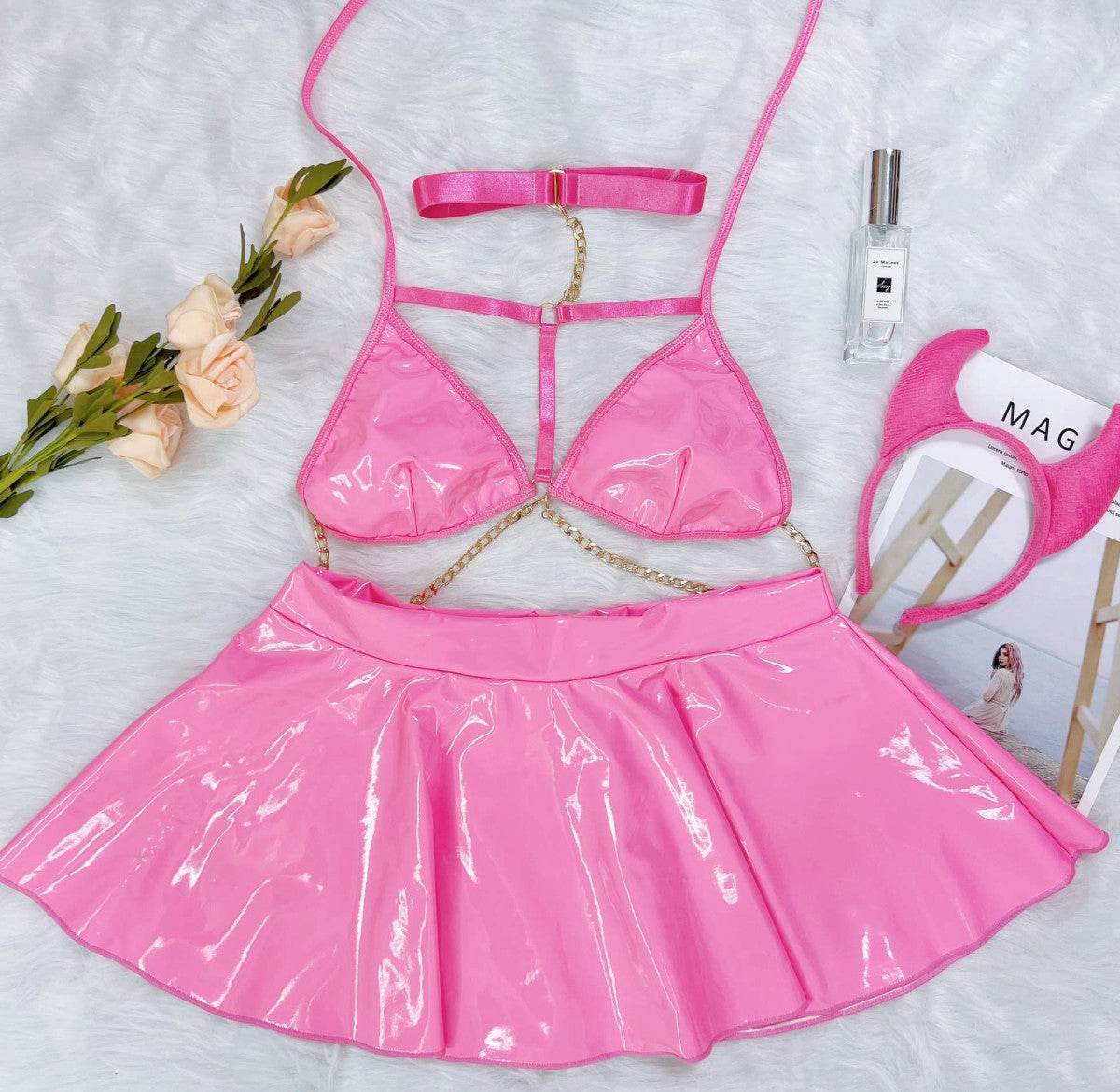 PU Leather Lingerie Set