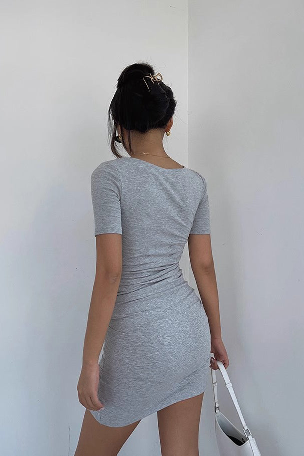 Irregular Hem Solid Bodycon Dress