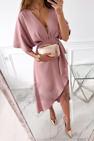 Solid Split Joint O Neck Irregular Dresses