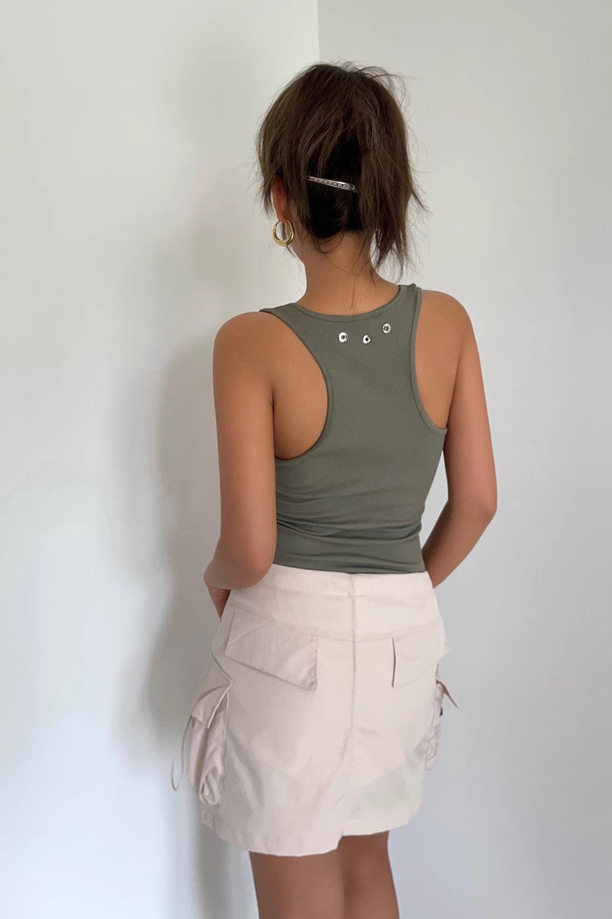 Ärmelloses Camisole-T-Shirt mit Rundhalsausschnitt