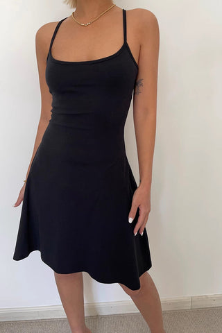 Sexy Sleeveless Scoop Neck Lace Up Back Dress