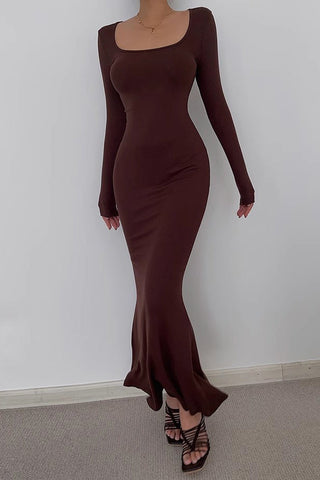 Sexy Scoop Neck Long Sleeve Bodycon Dress