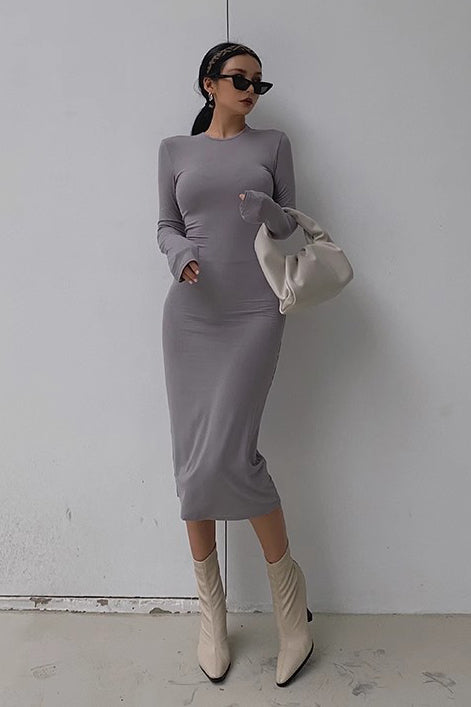 Sexy Crew Neck Long Sleeve Bodycon Dress