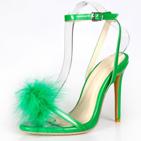 So Fab Marabou Trim Block Heels