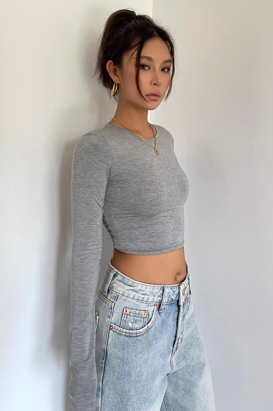 Backless Sexy Crew Neck Fitted Shirt