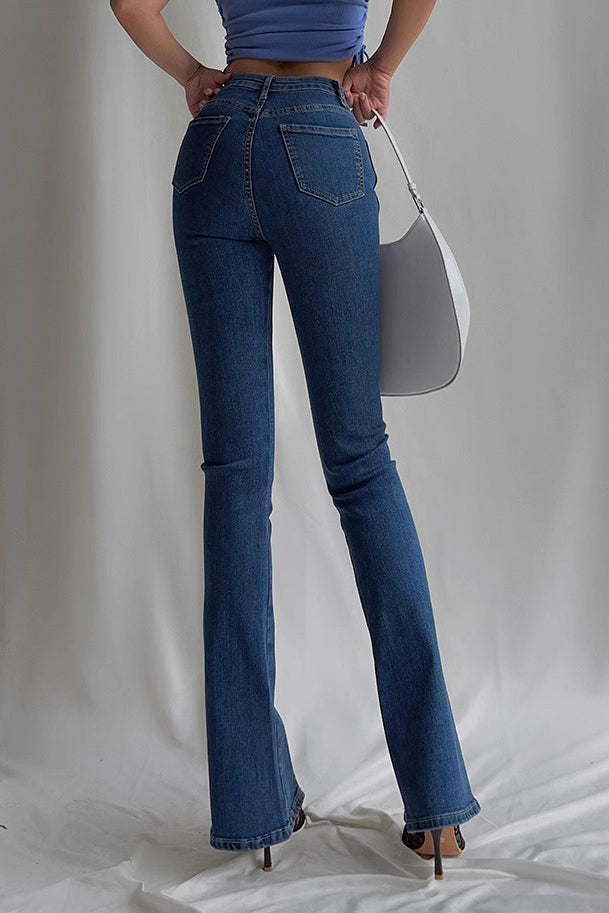 High Waist Split Hem Flared Jeans