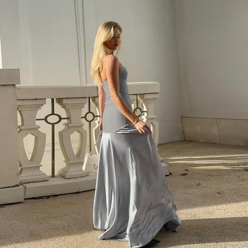 Strapless elegant satin dress