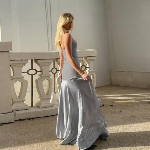Strapless elegant satin dress