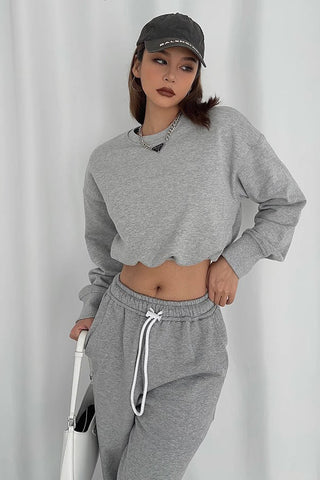 Crew Neck Long Sleeve Crop Sweater