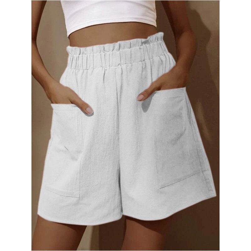 Wynter Cotton High Rise Paper Bag Waist Shorts