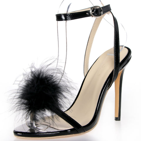 So Fab – Blockabsatz-Pumps mit Marabou-Besatz