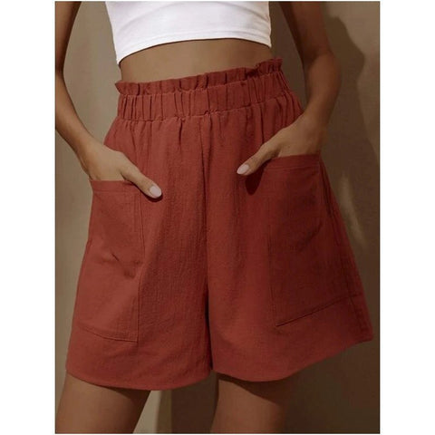 Wynter Cotton High Rise Paper Bag Waist Shorts