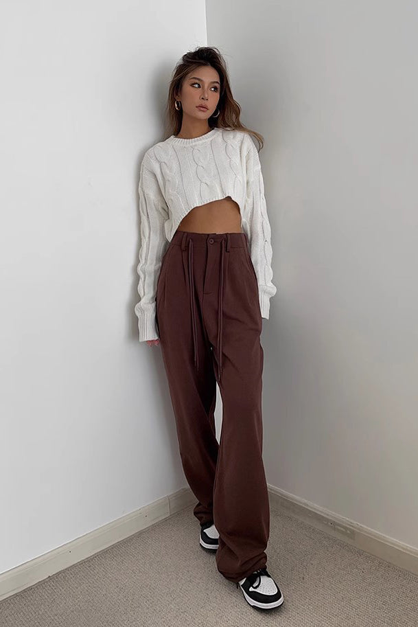 Drawstring Waist Straight Leg Pants