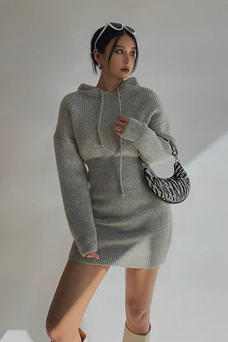 Rib-knit Long Sleeve Outwear Dress