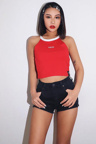 Slant Pocket High Waist Denim Shorts