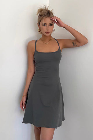 Sexy Sleeveless Scoop Neck Lace Up Back Dress