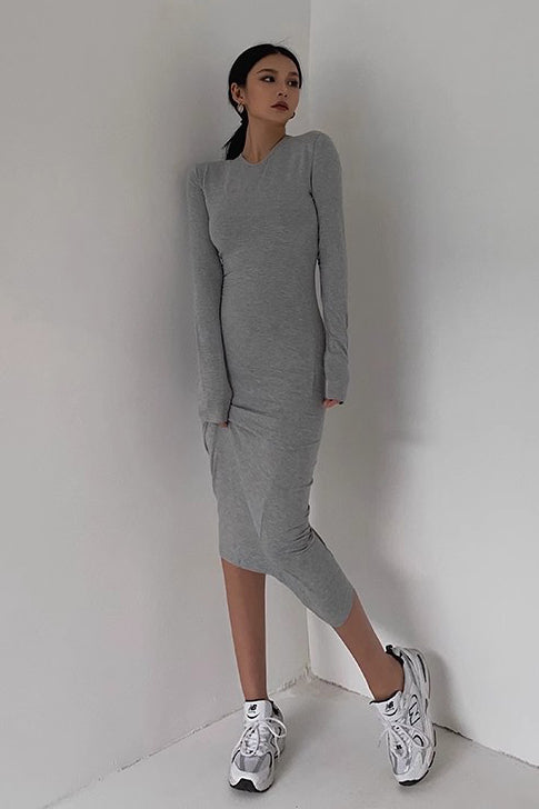 Sexy Crew Neck Long Sleeve Bodycon Dress