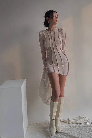 Sexy Long Sleeve Ruched Bodycon Dress